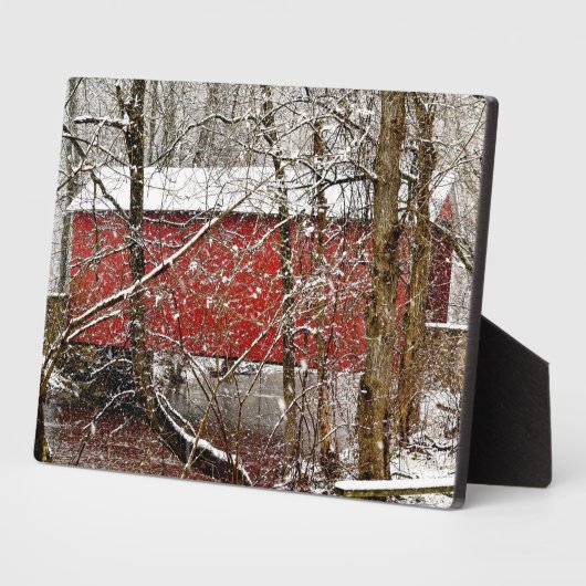 雪深いアシュランドレッドカバーブリッジ（デラウェア州） フォトプラーク (側面)