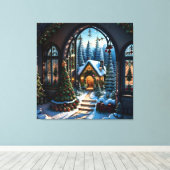 雪深いクリスマスシーンの風景 キャンバスプリント (インサイチュ (ウッドフロア))