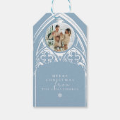 雪深いゴシック冬の童話クリスマスブルーの写真 ギフトタグ (裏面)