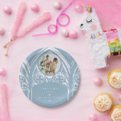 雪深いゴシック冬の童話クリスマスブルーの写真 ペーパープレート (パーティー)