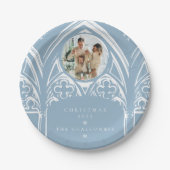 雪深いゴシック冬の童話クリスマスブルーの写真 ペーパープレート (正面)