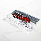 雪深いトラクタークリスマス 箔シーズンカード (回転した状態)