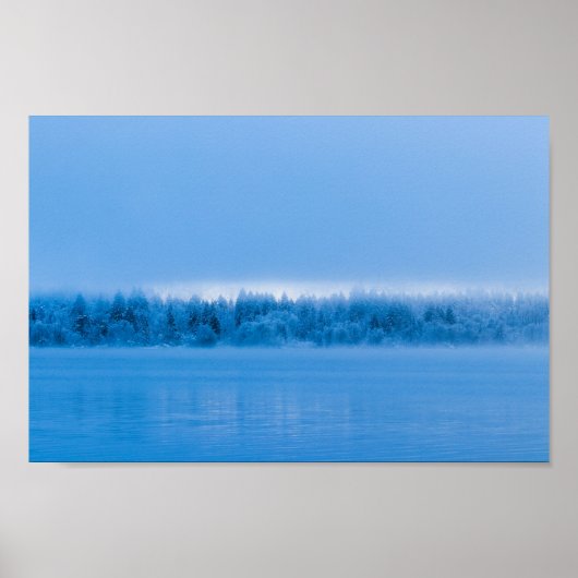 雪深いボヒニ湖に浮かぶ神秘的な霧 ポスター (正面)