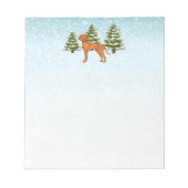 雪深い冬の森のかわいいハンガリーのビズラ犬 ノートパッド (正面)