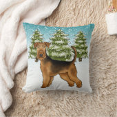 雪深い冬の森の中でアイレデールテリア犬かわいい クッション (ブランケット)