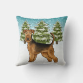 雪深い冬の森の中でアイレデールテリア犬かわいい クッション (裏面)