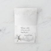 雪深い冬の森林トナカイと友人 シーズンカード (内部)