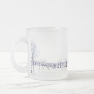 雪深い冬の風景2トーンのコーヒーマグ フロストグラスマグカップ
