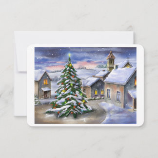 雪深い村のある冬の風景