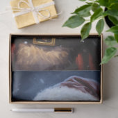 雪深い森の中のサンタ白熱［赤熱］光を放つクロース 薄葉紙 (ギフト)