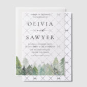 雪深い水の色エバーグリーン冬の結婚式 ベラム紙招待状 (オフセット (招待状))