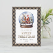 雪深い水の色サンタプレイドメリークリスマスカード シーズンカード (スタンド正面)