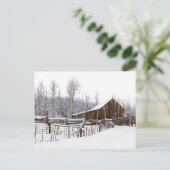 雪深い田舎の納屋のシーン考え写真のOf You ポストカード (スタンド正面)