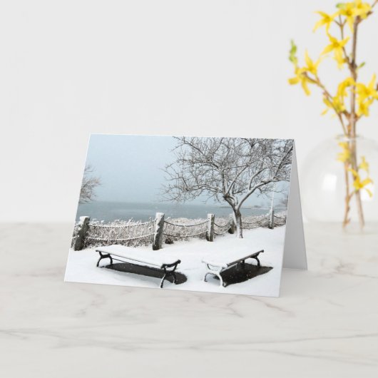 雪深い1月の午後 カード (黄色い花)