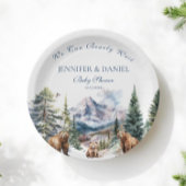 雪熊アドベンチャーマウンテンウィンターベビーシャワー ペーパープレート