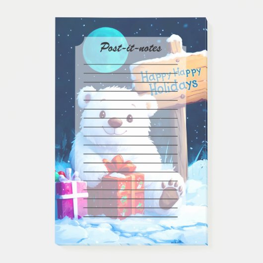 雪熊クリスマスジョイウォータカラー ポストイット (正面)