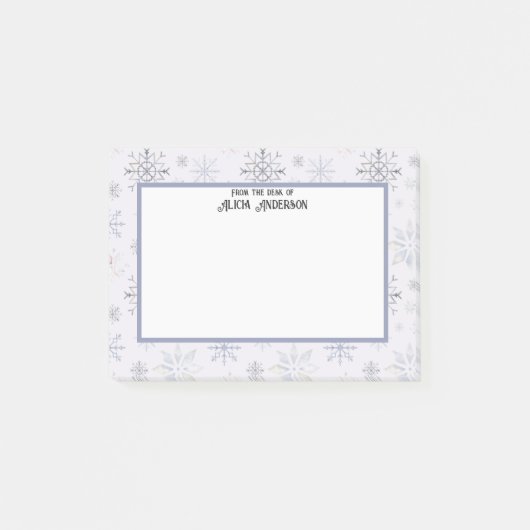 雪片おもしろいの水色の机の粘着性 ポストイット (正面)