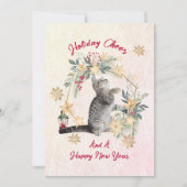 雪片おもしろいキャットウォーターの色の新年クリスマス シーズンカード (正面)