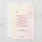 雪片おもしろいキャットウォーターの色の新年クリスマス シーズンカード (裏面)