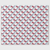 雪片および馬のクリスマスのギフト用包装紙 ラッピングペーパー (フラット)