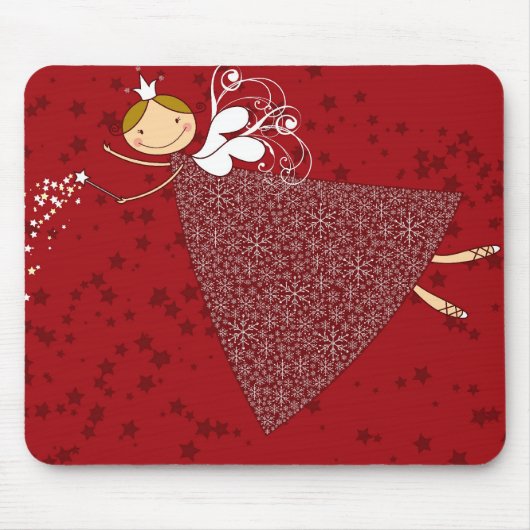 雪片お洒落クリスマスかわいい妖精プリンセス マウスパッド (正面)