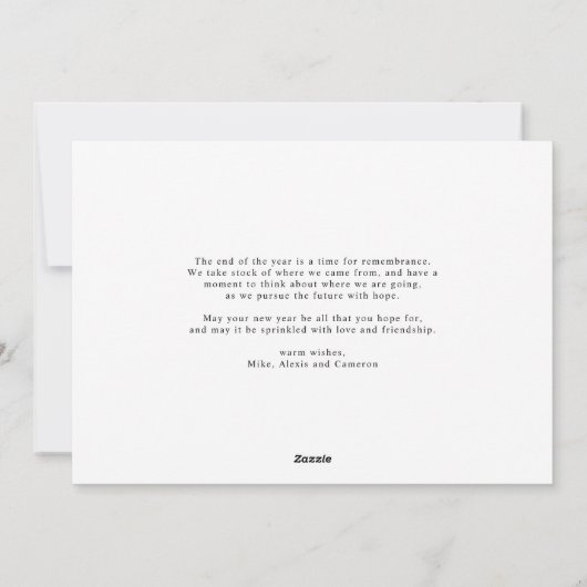 雪片お洒落グリーンメリークリスマスフォト シーズンカード (裏面)