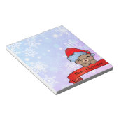 雪片がついたかわいいクリスマステディベア ノートパッド (アングル)