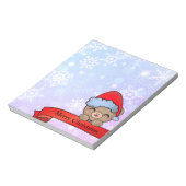 雪片がついたかわいいクリスマステディベア ノートパッド (回転)