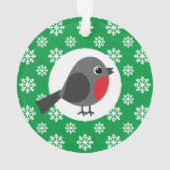 雪片がついたかわいいマンガロビン オーナメント (裏面)