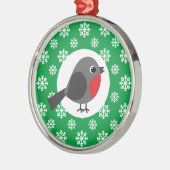 雪片がついたかわいいマンガロビン メタルオーナメント (左)