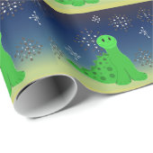 雪片がついたかわいい恐竜 ラッピングペーパー (ロールコーナー)