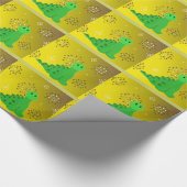 雪片がついたかわいい恐竜 ラッピングペーパー (角)