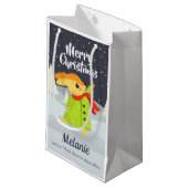 雪片がキュートなクリスマスバニー スモールペーパーバッグ (正面アングル)