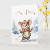 雪片がキュートなクリスマスマウス カード (黄色い花)