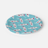 雪片が丸いクリスマスサンタクロース ペーパープレート (アングル)