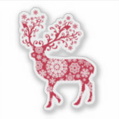 雪片が付いた装飾用クリスマストナカイ シール (正面)