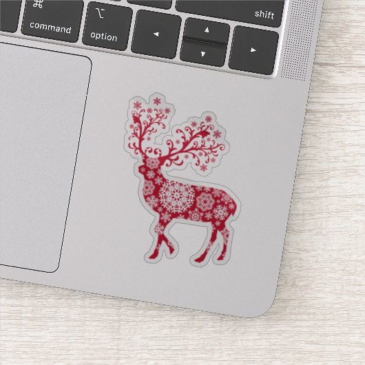 雪片が付いた装飾用クリスマストナカイ シール (詳細)
