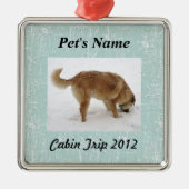 雪片が付いているあなたのペット写真 メタルオーナメント (正面)