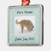 雪片が付いているあなたのペット写真 メタルオーナメント (左)