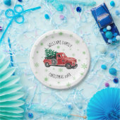 雪片が付いているクリスマスのヴィンテージのトラック ペーパープレート (パーティー)