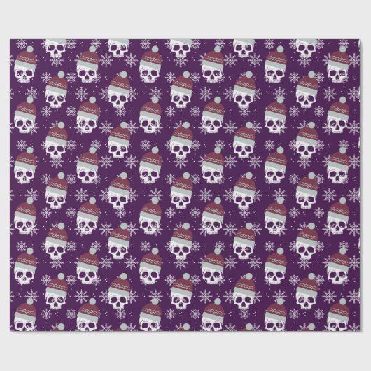 雪片が付いているゴシック様式クリスマスの冬のスカル ラッピングペーパー (フラット)