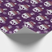 雪片が付いているゴシック様式クリスマスの冬のスカル ラッピングペーパー (角)