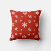 雪片が付いている赤い枕のクリスマス猫 クッション (裏面)