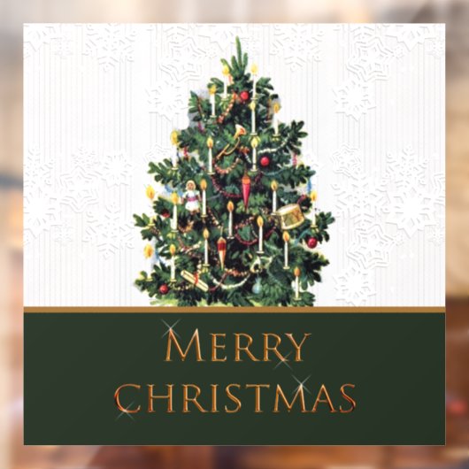 雪片が咲く聖降誕祭の木を店先で楽しむ ウィンドウサイン (シート2)