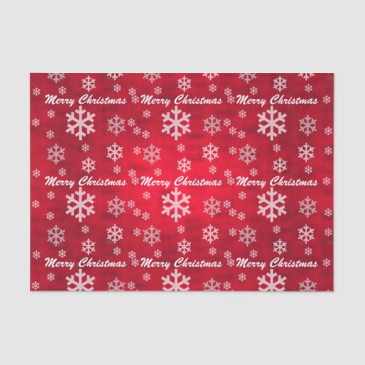 雪片が咲く赤い質感のメリークリスマス 薄葉紙 (正面)