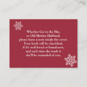 雪片が本を持って来る赤ちゃんシャワーインサート エンクロージャーカード (裏面)