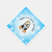 雪片が背景の可愛いベビーペンギン スタンダードランチョンナプキン (角)