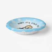 雪片が背景の可愛いベビーペンギン ペーパーボウル (傾斜あり)