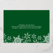 雪片が落ちる平和ラブジョイグリーンフォト金ゴールド 箔シーズンカード (裏面)