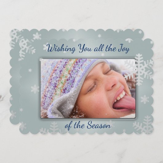 雪片が豊富だ！両面フォトクリスマスカード シーズンカード (正面/裏面)